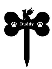 Dog Memorial Plaque, Dog Bone Shaped Garden Stake, Metal Flower Pot Decoration, In Memory Of - Black - View 7