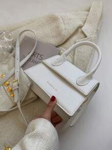 時尚簡約迷你石紋女士肩背包，斜跨包，手提包 - 白色 - 查看 6