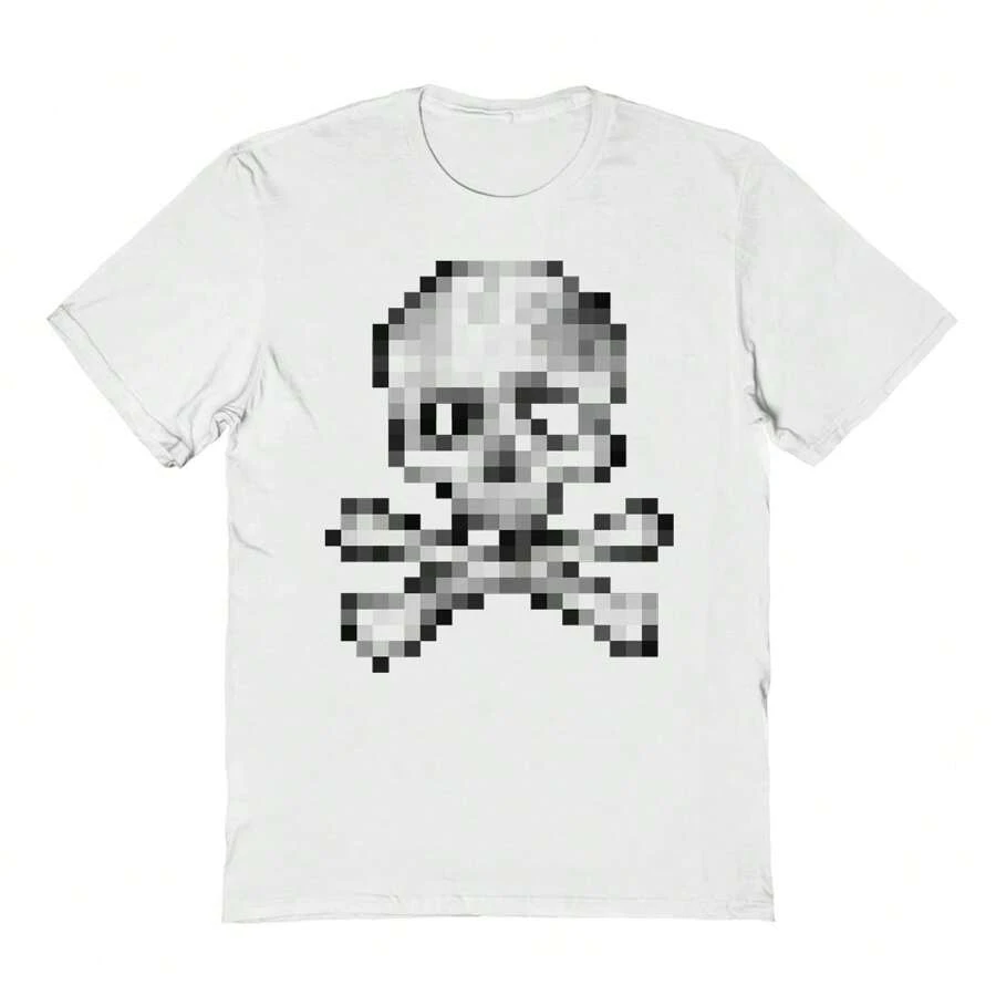Haywood & Main Pixel Skull Unisex Graphic Cotton Short-Sleeve T-Shirt - trắng - Xem 1