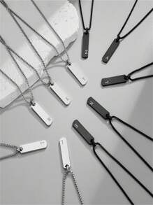 1 Peça pingente de colar de aço Inoxidável polido em 3D com letra do alfabeto, Ideal para comemorar amigos e amantes