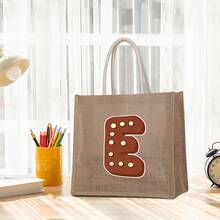 巧克力饼干储物袋、大容量礼品袋、女士休闲手提包、工作用手提包、上学通勤必备品、购物伴侣、多个口袋整理器、防水面料、时尚印花、舒适手柄、可折叠方便存放，适合秋季家居装饰 - 卡其色 - 查看 31