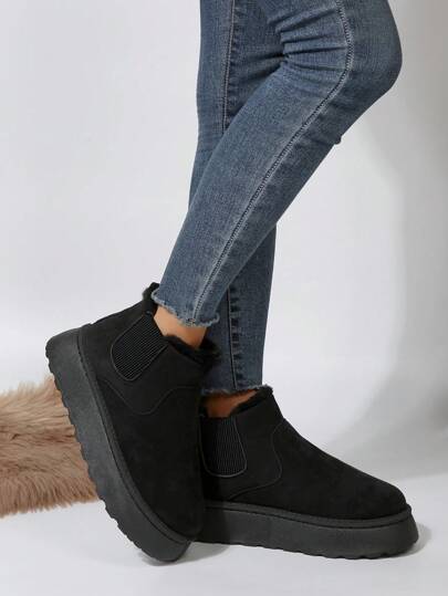 Women's Thick-Soled Snow Boots, Winter New Design With Thick Plush Keeping Warm, Bread-Shaped Style, Suitable For Northeast Winter