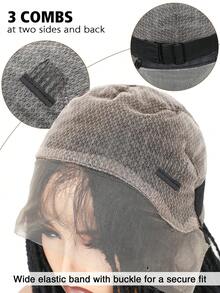 合成脏辫假发，全蕾丝假发，带婴儿发，14英寸仿脏辫假发，女士扭辫假发，双层蕾丝内网细密脏辫，低温丝合成假发，女士日常佩戴无结扭辫假发 - 黑色 - 查看 6