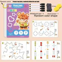 Montessori Painting Toy, Pen Control Training Erasable Paper, Fun Children's Early Education Shape Math Competition Game Exercise Book, Learning Activity Educational ToyOffice, School, Drawing,Student,Markers,Stationery,Boys,Girls,School Supplies