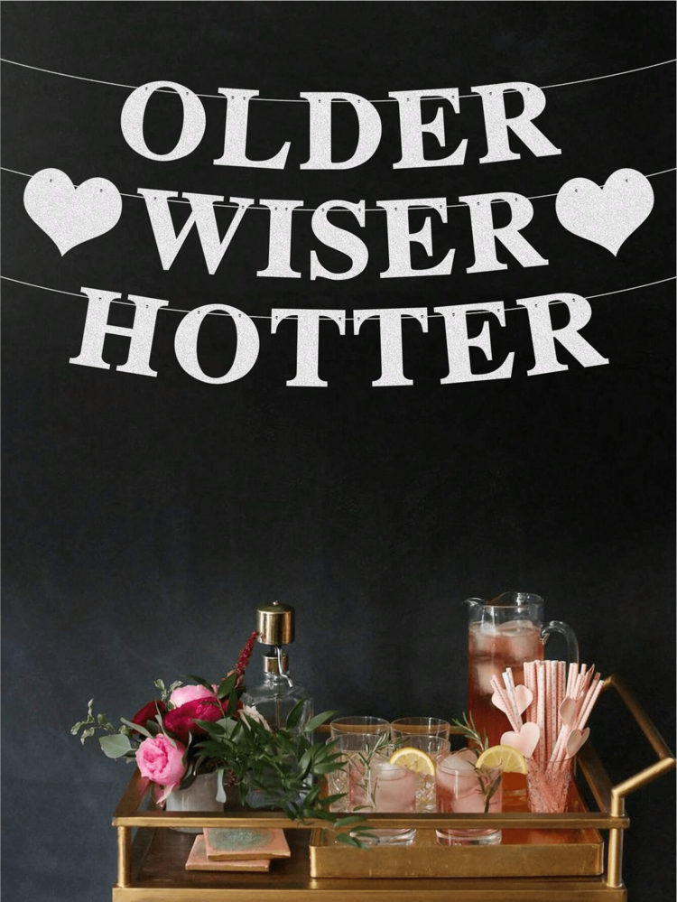 1pc Older Wiser Hotter Banner Đồ trang trí tiệc sinh nhật vui nhộn cho phụ nữ Biểu ngữ sinh nhật vui vẻ lấp lánh 21 30 40 50 60 70 80 Vật dụng tiệc sinh nhật, Giáng sinh - Nhiều màu - Xem 3