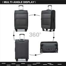 Maleta de Facturación 24 Pulgadas 28 Pulgadas Ligera Expandible con Carcasa Blanda con Candado TSA y 4 Ruedas Giratorias Equipaje de Viaje Duradero Unisex para Viajes de Negocios y Personales - Negro - Ver 2