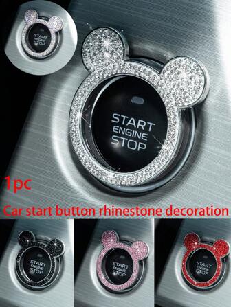 1 件水晶闪亮汽车发动机启动按钮装饰贴纸