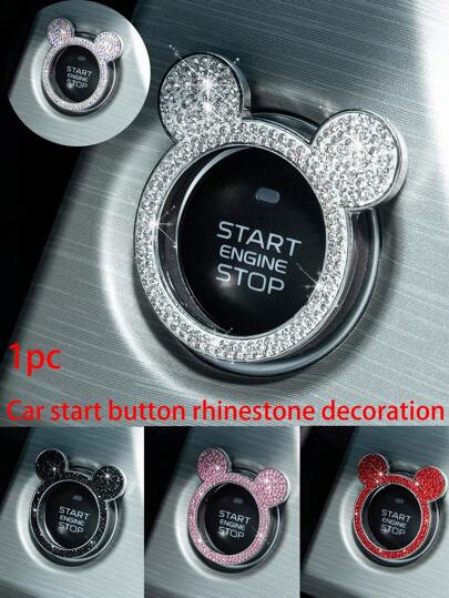 1 件水晶闪亮汽车发动机启动按钮装饰贴纸