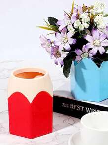 1入組筆架、鉛筆形狀筆架容器、鉛筆收納架、塑膠多功能桌面收納件化妝刷壺花瓶可愛文具適合學校、辦公室、家庭、宿舍（綠色）