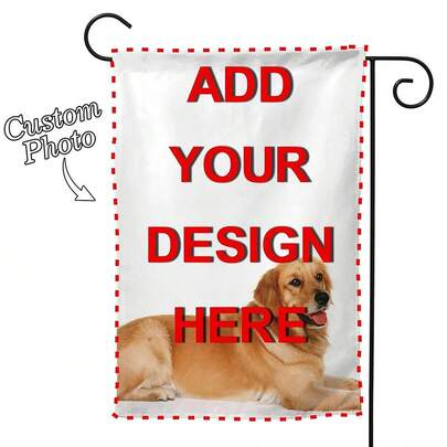 1pc Customizable Linen Double-Sided Garden Flag With Personalized Pet/Person Photo Or Illustration, Home Decoration, Outdoor Decoration, Yard Decoration, Garden Decoration (Flagpole Not Included), Summer Holiday, Xmas Decoration, Souvenirs, Bachelorette Party Favors