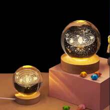 1pc LED Wooden Round DIY Romantic Night Light 3D Crystal Glass Decoration Lighting Display Stand Switched USB Powered Shelf For 3D Crystal Glass Resin Art