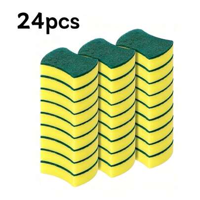 1/6/12/24pcs Double-Sided Cleaning Sponges, Thick Scouring Pads For Home, Kitchen Pot Scrubbers, Highly Absorbent Dishwashing Cloths - Great Cleaning Tool, Christmas Gift,Kitchen,Bathroom,Home,Household Supplies