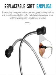Portable Dual-Head Professional Stethoscope - Black - View 2