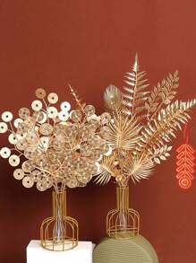 5 件金色人造花束适用于家居装饰新年圣诞派对装饰 DIY 花瓶饰品植物配件、情人节、礼物