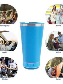 VASO Termo Con Bocina BLUETOOTH Destapador Bebida Fría/caliente 473ml - Azul - Ver 7