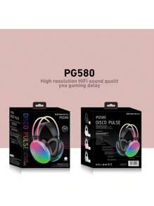 Bass PG580 无线蓝牙游戏耳机，内置麦克风和 RGB 灯，以及带磁性功能的免费迷你扬声器，适用于 Apple iPhone、iPad、笔记本电脑、送给家人、朋友、孩子、万圣节、秋季的礼物 - 粉色 - 查看 4