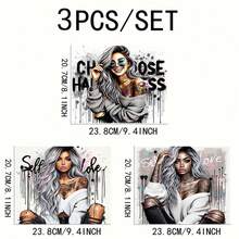 4pcs/Set UV Sexy Tattoo Girl DTF Transfer Sticker Libbey Glass Cups Diy Wrap Transfer Sticker For 20oz Glass Cup Waterproof Sticker Bottle Sticker Adhesive Sticker-High Quality - Multicolor - View 2