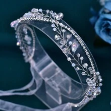 1 pieza Accesorio de moda hecho a mano para vestido de novia versátil, cinturón de cintura cruzada de malla plateado brillante y cristal para mujer