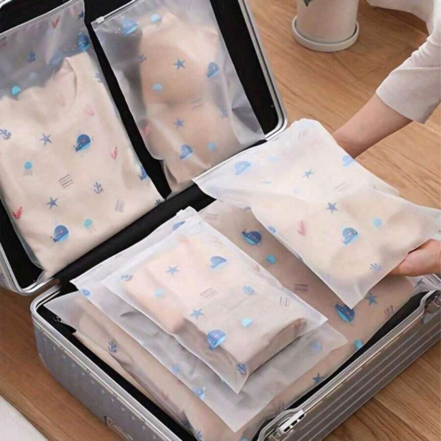 鯨魚圖案旅行收納袋 透明PVC衣物收納袋 透明密封內衣收納袋 行李收納袋 - 白色 - 查看 1
