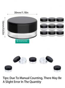 50/20/10/5pcs 5 Gram Cosmetic Sample Empty Container, Houseables Jar,Sample Jars Tiny Makeup With Lids,For Cosmetic, Lotion, Cream, Makeup, Bead, Eye Shadow, Rhinestone, Samples, Pot(5g/5ml) - Black - View 2