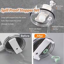 Silicone Threaded Water Cup Accessory Set, Including 1pc Silicone Bottle Cup Sleeve, 6 Anti-Spill Seal, And 2 Straw Seals (Suitable For 10mm/0.39in Straws) Dust-Proof, Reusable, Portable, Noise-Reducing, Wear-Resistant, Suitable For  40oz Water Cup