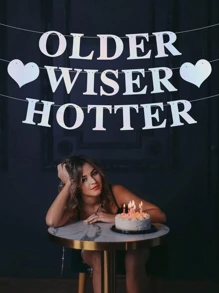 1pc Older Wiser Hotter Banner Đồ trang trí tiệc sinh nhật vui nhộn cho phụ nữ Biểu ngữ sinh nhật vui vẻ lấp lánh 21 30 40 50 60 70 80 Vật dụng tiệc sinh nhật, Giáng sinh - Nhiều màu - Xem 6