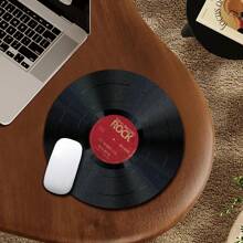 1pc Record Cat Pattern Design Funny Mouse Pad, Round Mouse Mat For Office Desk With Anti-Slip Rubber Base, Small Mini Travel Mouse Pad For Notebook Laptop, Suitable For Girls And Boys, Office, Home, Study, And Gaming