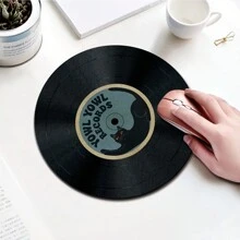 1pc Record Cat Pattern Design Funny Mouse Pad, Round Mouse Mat For Office Desk With Anti-Slip Rubber Base, Small Mini Travel Mouse Pad For Notebook Laptop, Suitable For Girls And Boys, Office, Home, Study, And Gaming