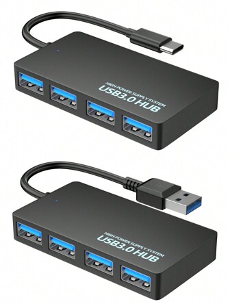 beanlieve 1pc Ultra-Thin 4-Port USB Extender, USB3.0HUB; With Two Plug Types Available: Type-C And USB; Its Main Function Is To Expand Computer Interfaces, Solve The Problem Of Insufficient Computer Interfaces, And Make It Convenient To Connect With Multiple External Devices Or Accessories.