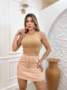 Women Tank Tops & Camis - 米色 - 查看 2