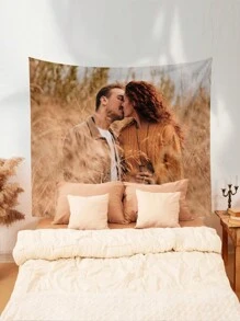 1pc Custom Tapestry Personalized Backdrop With Photo Image Logo, Customized Wall Hanging For Events Gift, Tapestry For Room Decor, Wall Art Decor, Gift For Her Multi-Functional, Ornamental Exquisite, Modern, Colorful, Contracted Custom, Personalized, Unique Ideal Gifts For Him Her, Boyfriend, Girlfriend, Dad, Mom, Family, Friends For Anniversaries, For Mother's Day, For Birthdays, For Children's Day Father's Days, For Housewarming Living Room, School, Dining Room, Valentine Day Decor,Slow Summer Living