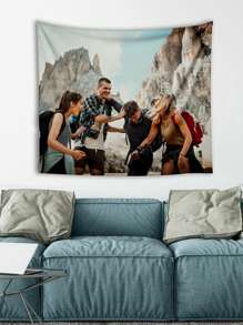 1pc Custom Tapestry Personalized Backdrop With Photo Image Logo, Customized Wall Hanging For Events Gift, Tapestry For Room Decor, Wall Art Decor, Gift For Her Multi-Functional, Ornamental Exquisite, Modern, Colorful, Contracted Custom, Personalized, Unique Ideal Gifts For Him Her, Boyfriend, Girlfriend, Dad, Mom, Family, Friends For Anniversaries, For Mother's Day, For Birthdays, For Children's Day Father's Days, For Housewarming Living Room, School, Dining Room, Valentine Day Decor,Slow Summer Living