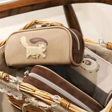 1pc Cute Sheep & Cat Design Large Capacity Pencil Case, Minimalist Aesthetic Stationery Pouch - Multicolor - View 5