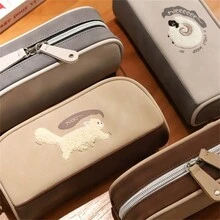 1pc Cute Sheep & Cat Design Large Capacity Pencil Case, Minimalist Aesthetic Stationery Pouch - Multicolor - View 6