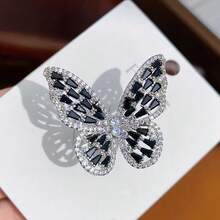 1 件 18K 镀金铜时尚奢华水钻蝴蝶开口戒指，送给她的礼物 - 彩色 - 查看 24