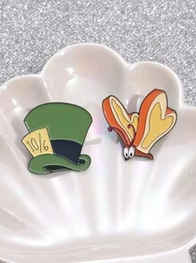1pc Creative & Fun Bread Butterfly Hat, Rocking Horse English Cup Brooch Cartoon Badge, Match Clothing & Backpack Fashion Enamel Pin, Suitable For Men And Women Daily Wear - Multicolor - View 4