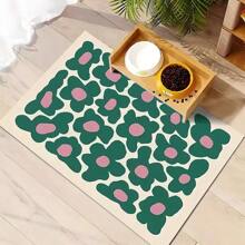 1 pièce Tapis de nourriture pour animal de compagnie impérméable à l'eau, à adhérence forte et à séchage rapide avec petits motifs verts pour chat ou chien, facile à nettoyer, convient pour divers bols à nourriture et eau