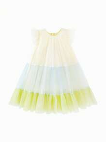 mini bala 宽松甜美海洋风网纱泡泡连衣裙，夏季 - 白色 - 查看 4