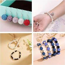 50入組10mm混色鑽石珠子，附水晶間隔珠，適用於自製筆、鑰匙圈和珠寶