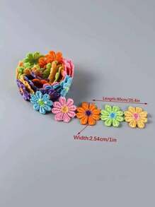 1roll 35.4in Daisy Flower Lace Trim For Wedding And Handmade Crafts-Color Random - Multicolor - View 5