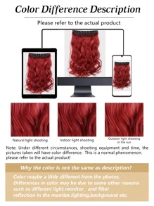 夾式合成纖維鬆波紋卷曲發片，紅色自然色系20英寸女士頭髮延長片 - 紅色 - 查看 8