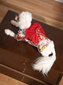 1 件带钩环扣的宠物服装，日本原创设计，适合春夏秋冬，狗猫服装 - 白色 - 查看 5