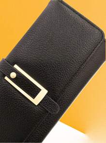 MINGYOU New Women's Multi-Function Large Capacity Wallet, Fashion Classic Buckle Flip Cover Minimalist Multi-Card Slot Phone Wallet, Women's Wallet, Handbag, Long Wallet - Black - View 4