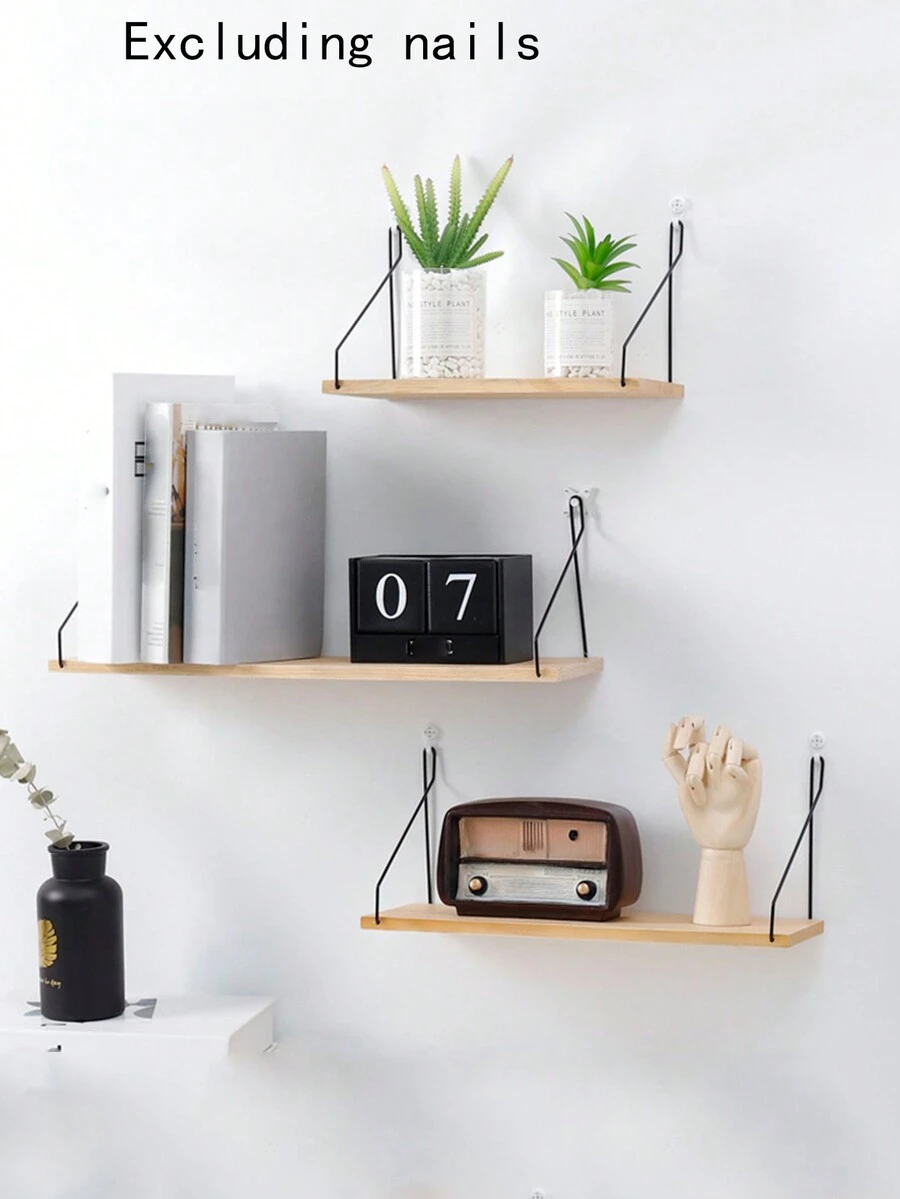 1 件简约木质壁架，北欧风格储物收纳架，适用于客厅或卧室（不含安装硬件）