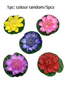 5pcs Artificial Lotus Leaves, Floating Lotus Flower Decor, Fake Lotus, Pond Decoration Fake Flowers, Floating Foam Lotus, Simulated Real Lotus Leaves, Suitable For Garden Pond Aquarium Decor, With Lotus Leaves Artificial Floating Foam Lotus, Realistic Decoration, Suitable For Home Garden Pond Decor, Diwali, Easter, Christmas - Multicolor - View 9
