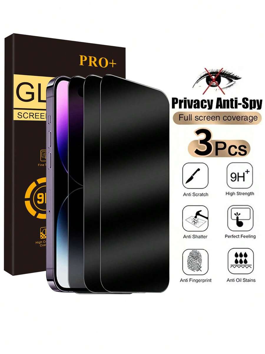 3pcs Anti Glare Tempered Glass Front Film Phone Screen Protectors For