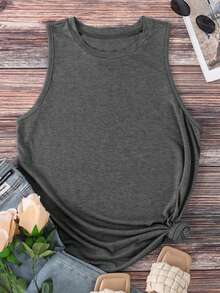 Personalized Christmas & Thanksgiving Apparel, Customizable Women's Crew Neck Tank Top - Add Your Own Photo, Text, Slogan Or Message (Family Photo/Selfie/Quote/Statement) To Design Your Own Custom Printed Cute Tank Top, Personalized T-Shirt, Anniversary Gift, Birthday Present, Best Friend Gift - Dark Grey - View 3