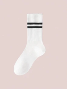 1pair Women Striped & Solid Color Knee-High Yoga/Outdoor Sports Socks - Multicolor - View 4