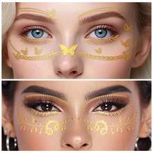 European And American Golden Face Temporary Tattoo, High-End Cosmetic Party Freckles Tattoo Sticker Set - Gold - View 4