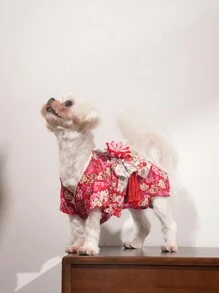 1 件带钩环扣的宠物衣服，春夏设计，适合狗和猫，狗和猫服装，圣诞节，圣诞装饰